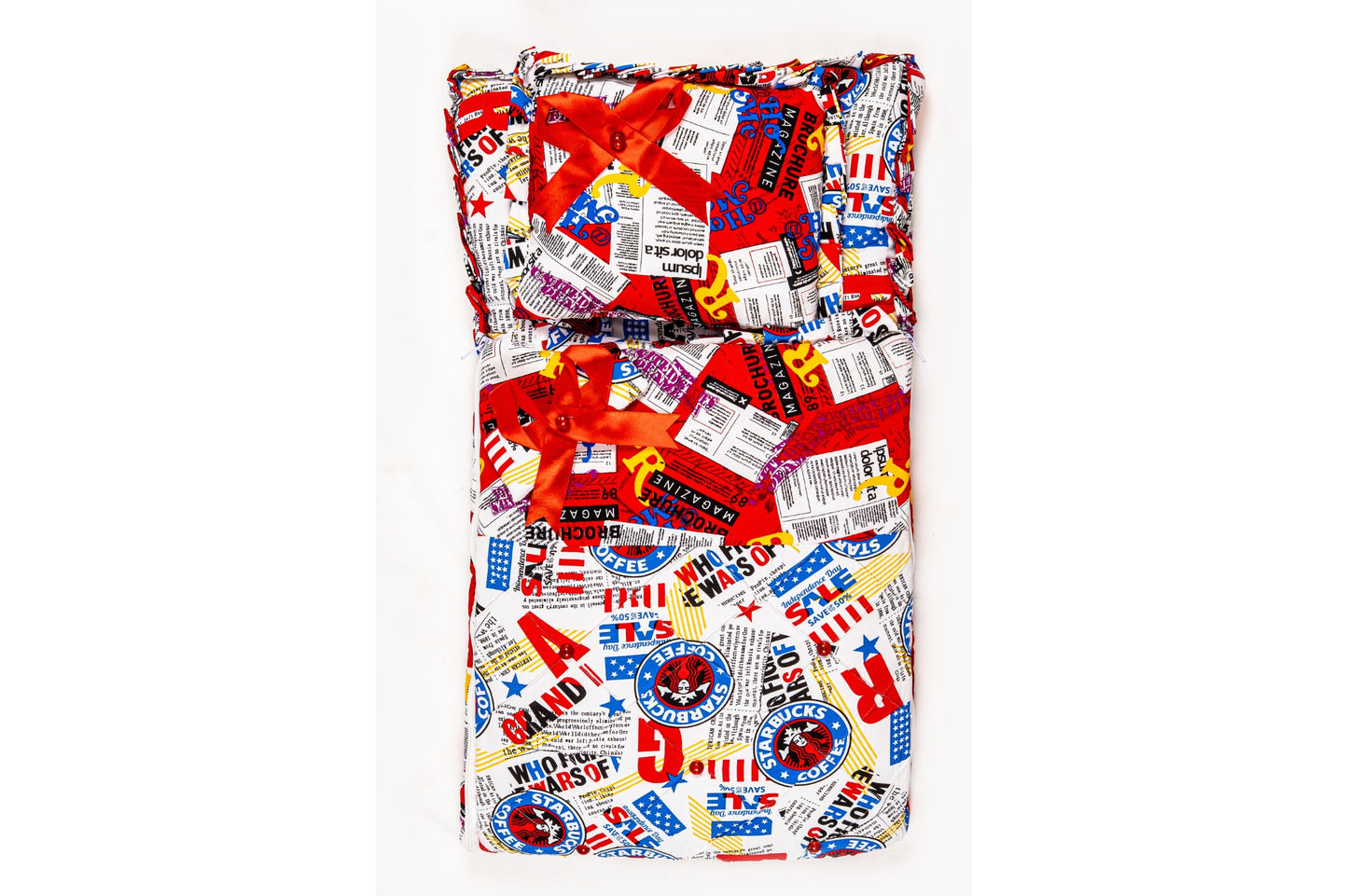 2-Piece Modern Baby Bedding Set – Red Retro Print