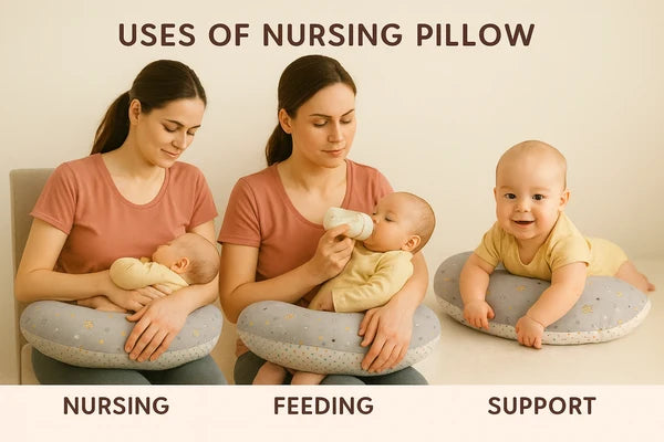 Baby Nursing Pillow – Star Print (Grey)