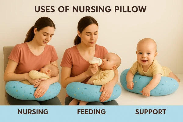 Baby Nursing Pillow – Star Print (Sky Blue)