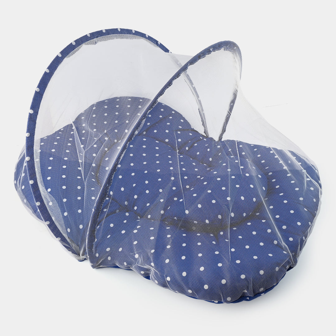 Polka-dot Blue Baby Bed With Mosquito Net