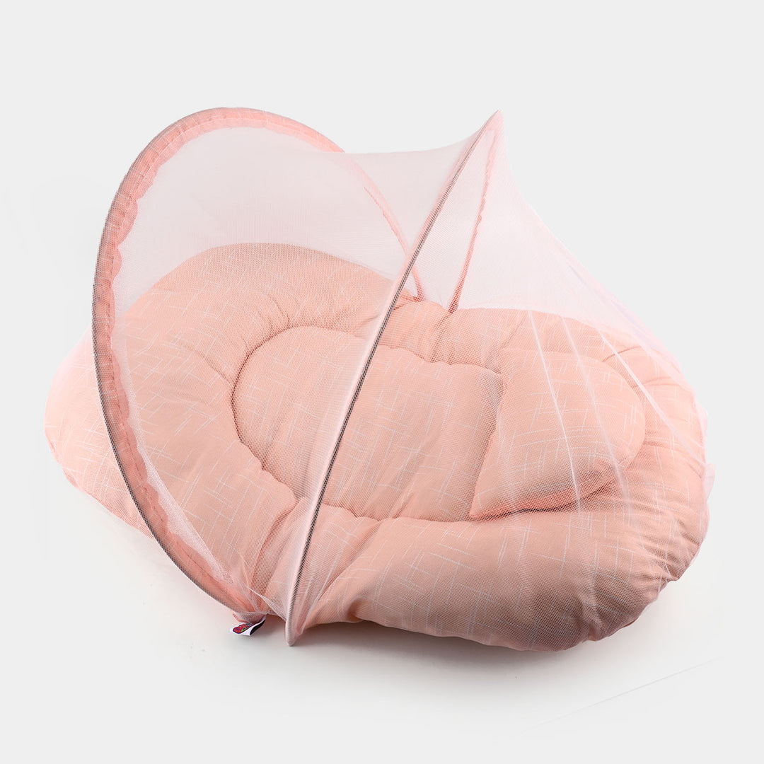 Peach Baby Bed With Mosquito Net