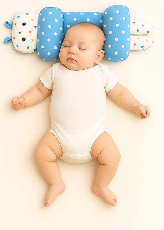 Adjustable baby head shaping pillow made of breathable cotton for flat head prevention