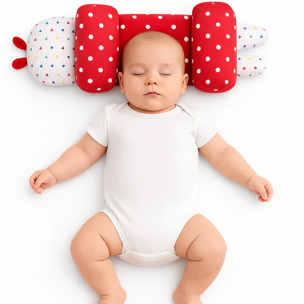 Adjustable Baby Head Shaping Pillow - Polka Dot - Red