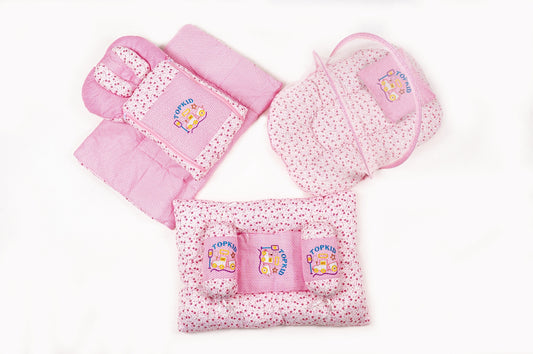 8-Piece Baby Bedding Set – Flower Print - Pink