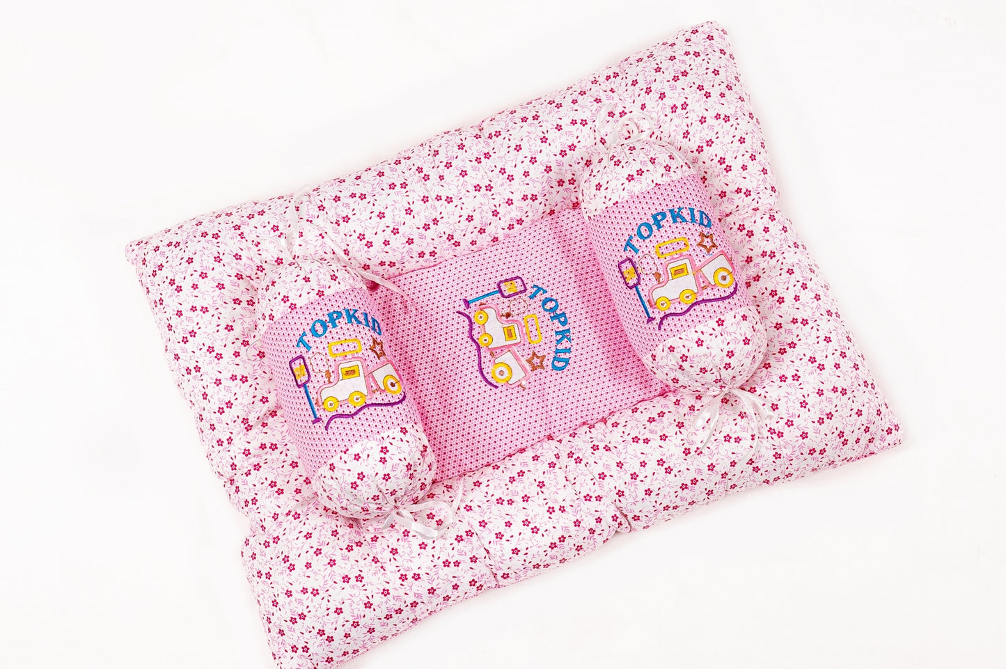 8-Piece Baby Bedding Set – Flower Print - Pink