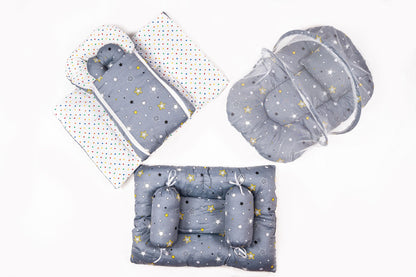 8-Piece Baby Bedding Set – Starry Print - Gray