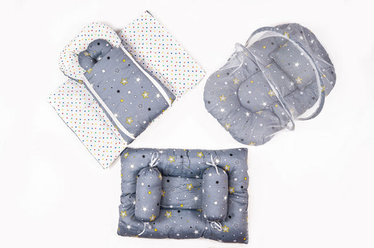8-Piece Baby Bedding Set – Starry Print - Gray