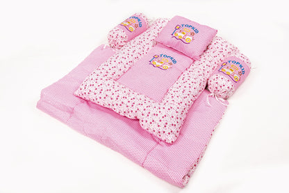8-Piece Baby Bedding Set – Flower Print - Pink