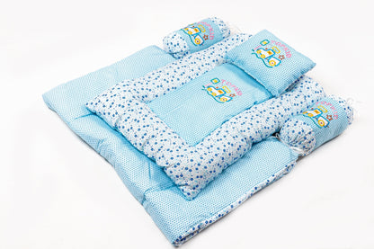 8-Piece Baby Bedding Set – Flower Print - Light Blue