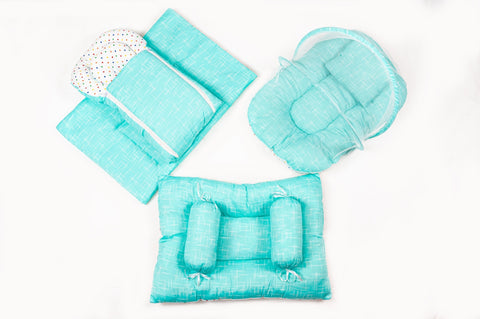 8-Piece Baby Bedding Set – Stripe Print - Bright Green