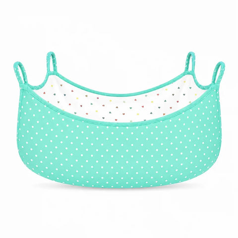 Heavy duty baby cradle cloth swing with mosquito net in green polka dot print
