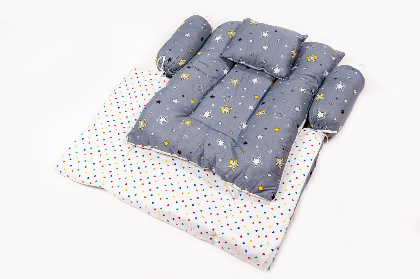 8-Piece Baby Bedding Set – Starry Print - Gray