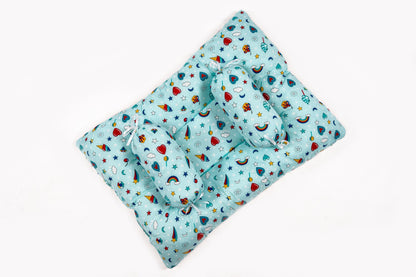 8-Piece Baby Bedding Set – Colorful Rainbow Print - Pastel Blue