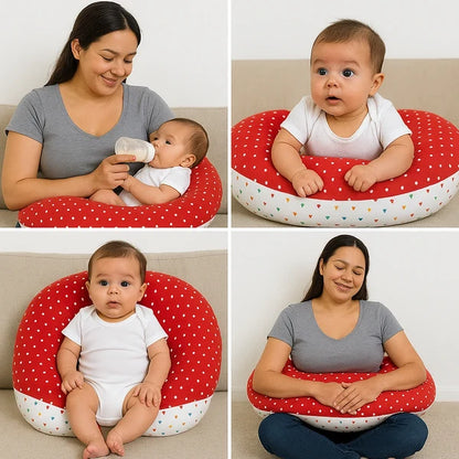 Premium Polka Dot Baby Nursing Pillow – Red