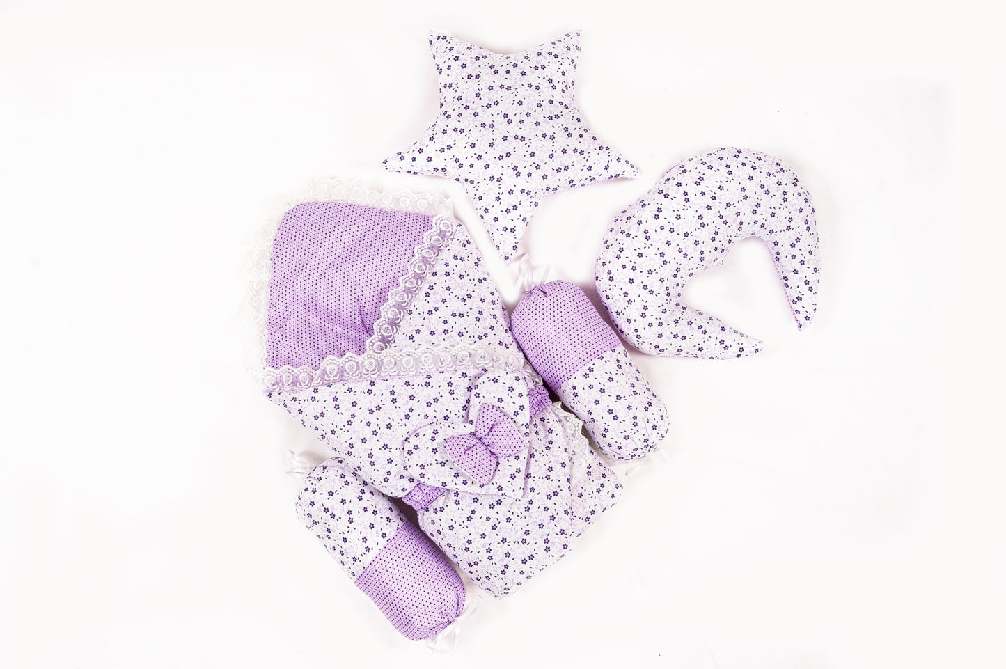 10 Pcs Round Flower Baby Bedding Set - Flower - Purple