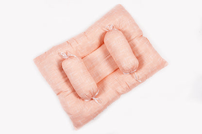 8-Piece Baby Bedding Set – Polka dots with stripes - Peach