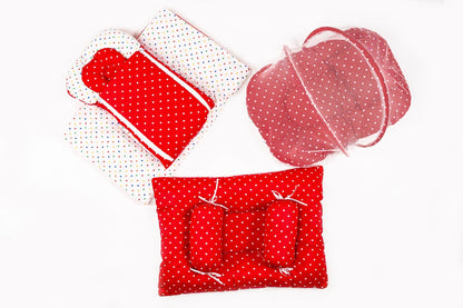8-Piece Baby Bedding Set – Polka dots - Red