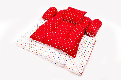 8-Piece Baby Bedding Set – Polka dots - Red