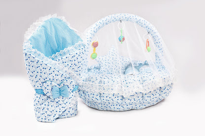 10 Pcs Round Flower Baby Bedding Set - Flower - Blue