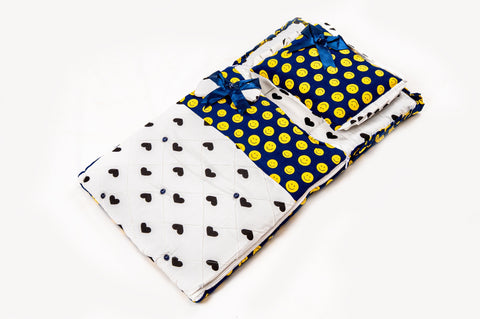 2-Piece Modern Baby Bedding Set – Yellow & Black Smiley Face Print