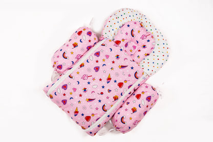 8-Piece Baby Bedding Set – Colorful Rainbow Print - Pink