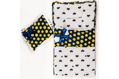 2-Piece Modern Baby Bedding Set – Yellow & Black Smiley Face Print
