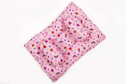 8-Piece Baby Bedding Set – Colorful Rainbow Print - Pink