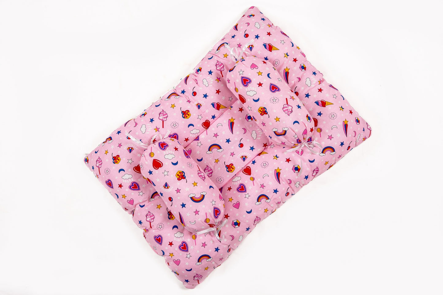 8-Piece Baby Bedding Set – Colorful Rainbow Print - Pastel Pink