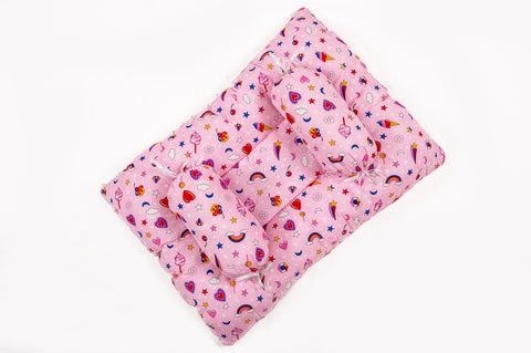 8-Piece Baby Bedding Set – Colorful Rainbow Print - Pastel Pink