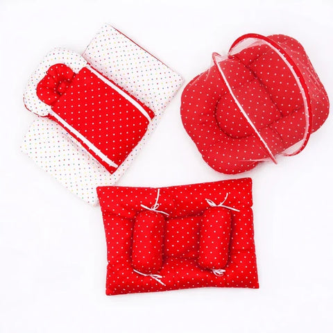 8 piece polka dot red baby bedding set with mattress sleeping bag mosquito net bed and pillows