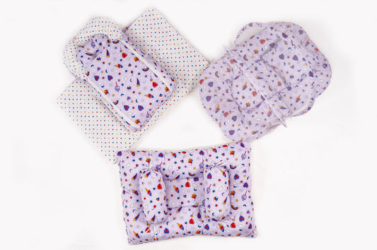 8-Piece Baby Bedding Set – Colorful Rainbow Print - Light purple