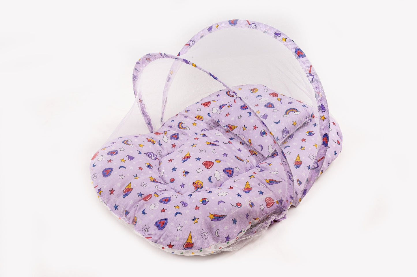 8-Piece Baby Bedding Set – Colorful Rainbow Print - Light purple