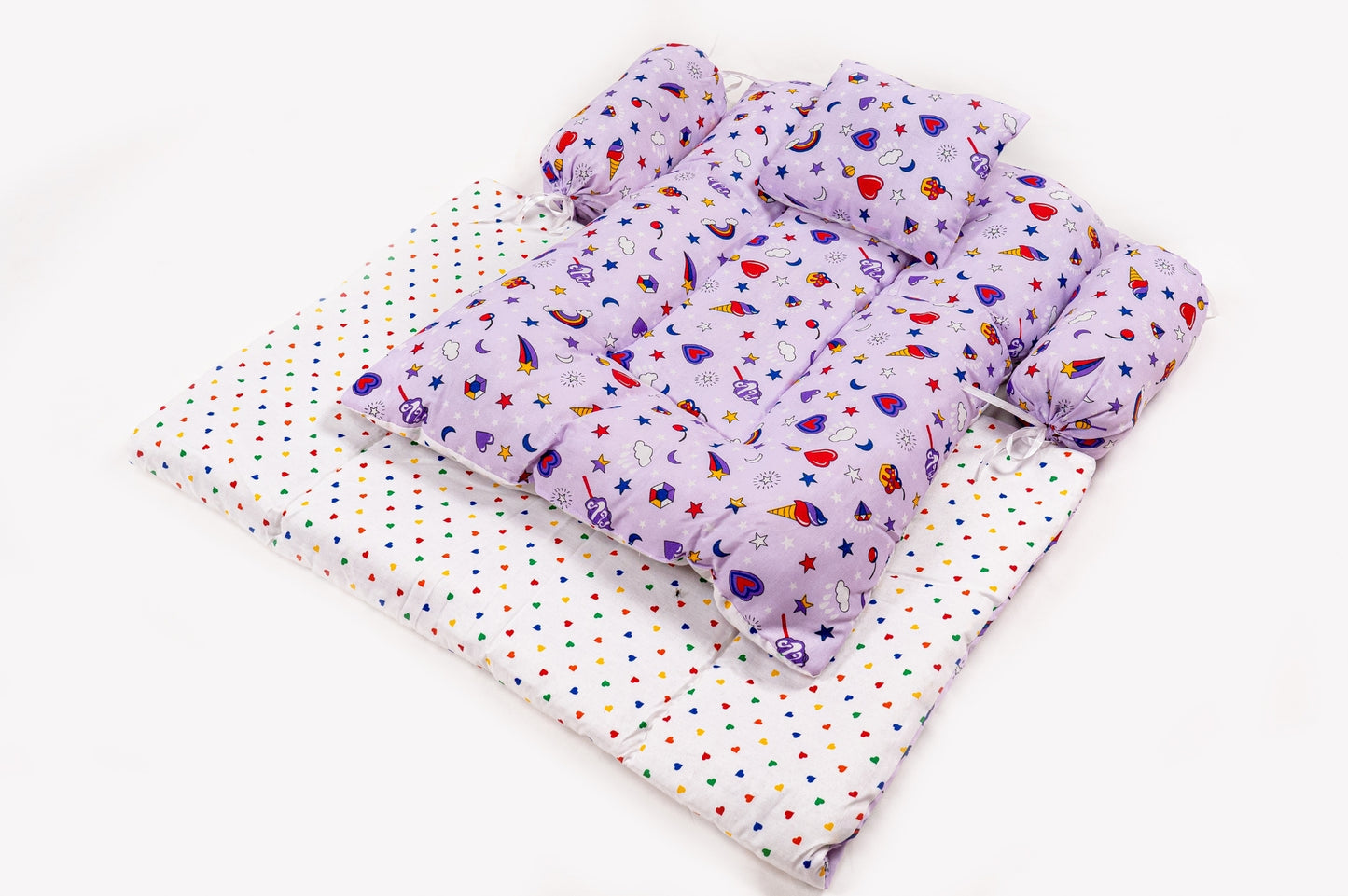 8-Piece Baby Bedding Set – Colorful Rainbow Print - Light purple