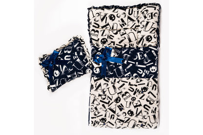 2-Piece Modern Baby Bedding Set – Navy Alphabet Print