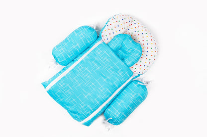 8-Piece Baby Bedding Set – Stripe Print - Bright Blue