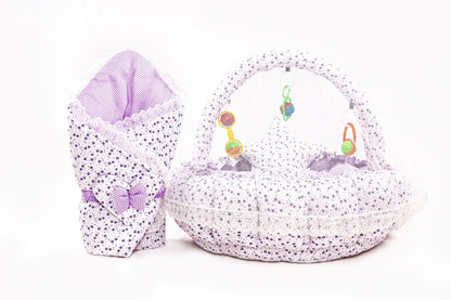 10 Pcs Round Flower Baby Bedding Set - Flower - Purple