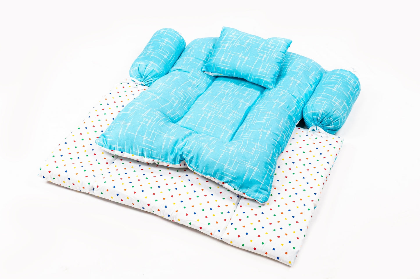 8-Piece Baby Bedding Set – Stripe Print - Bright Blue