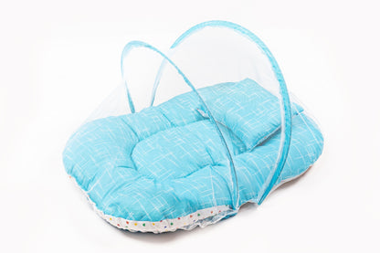 8-Piece Baby Bedding Set – Stripe Print - Bright Blue