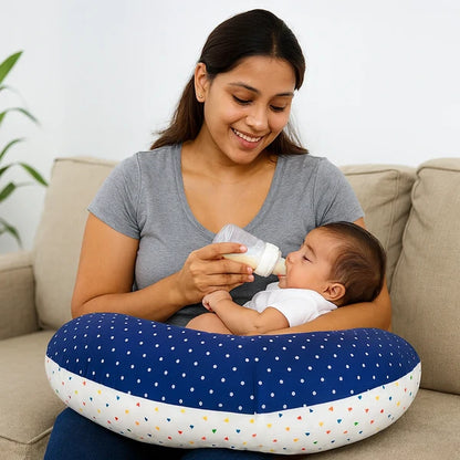 Premium Polka Dot Baby Nursing Pillow –Dark Blue