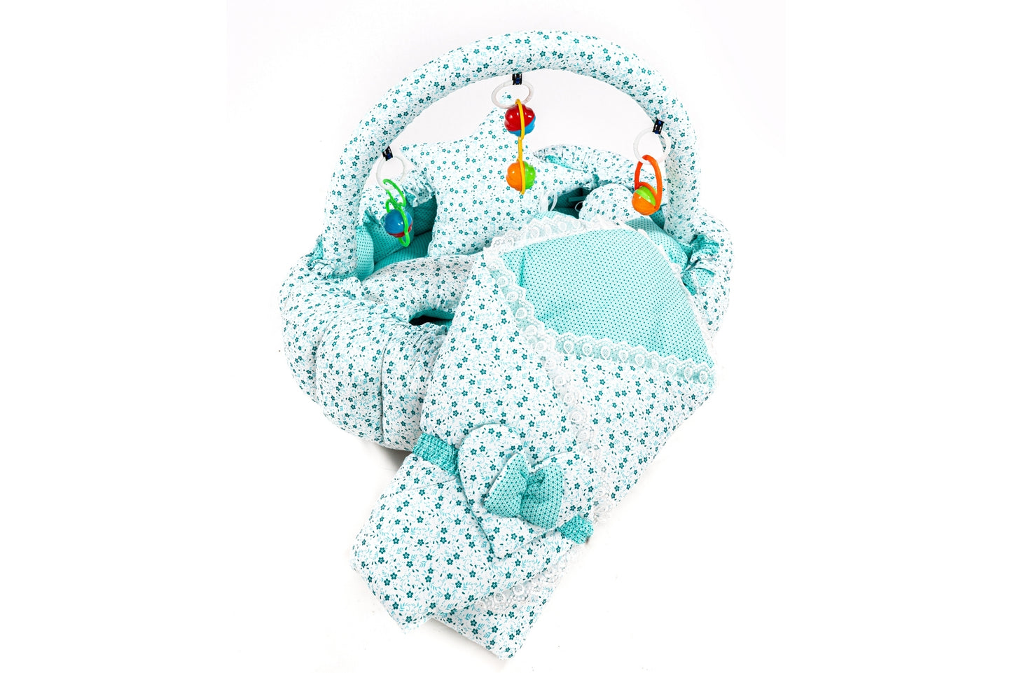 10 Pcs Round Flower Baby Bedding Sett - Flower - Green