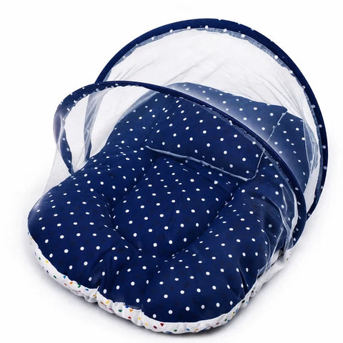 Luxury 8-Piece Baby Bedding Set - Polka Dot Dark Blue