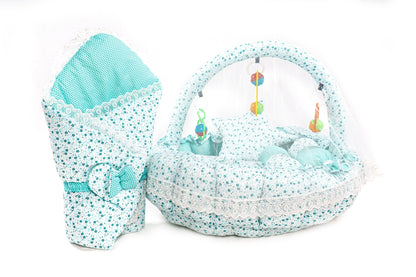 10 Pcs Round Flower Baby Bedding Sett - Flower - Green