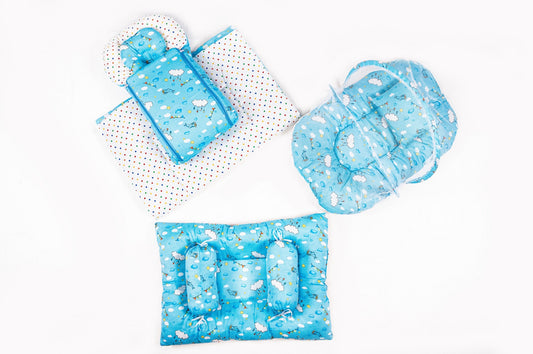 8-Piece Baby Bedding Set –  Cloud Print - Bright Blue