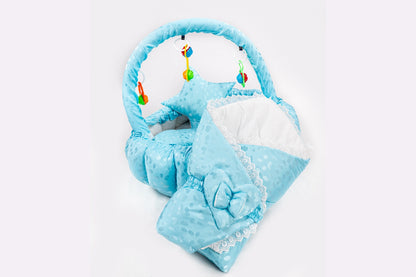 10 Pcs Round Flower Baby Bedding Set - Blue