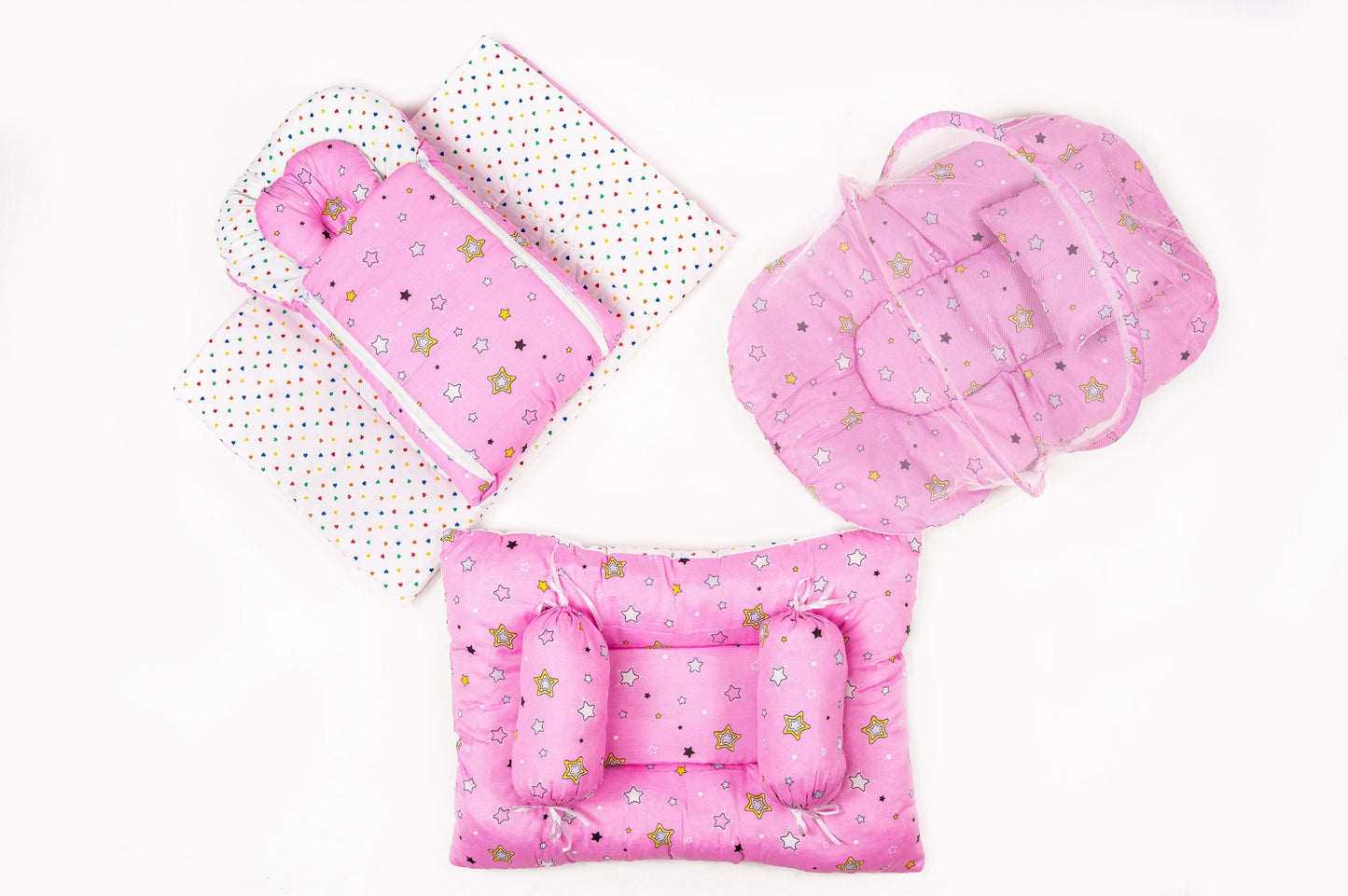 8-Piece Baby Bedding Set – Starry Print - Pink
