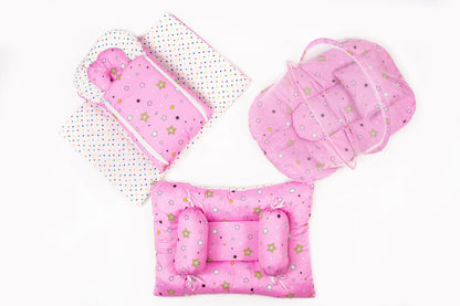 8-Piece Baby Bedding Set – Starry Print - Pink