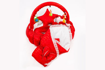 10 Pcs Round Flower Baby Bedding Set - Red