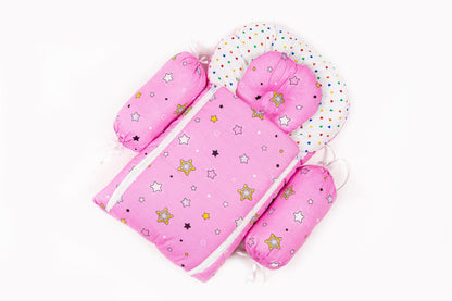 8-Piece Baby Bedding Set – Starry Print - Pink