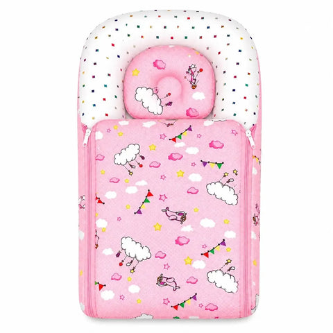 Baby Carry Nest with Pillow - Pink Cloud Print