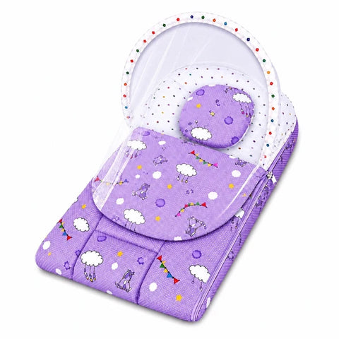 2 in 1 baby carry nest with mosquito net in purple cloud print